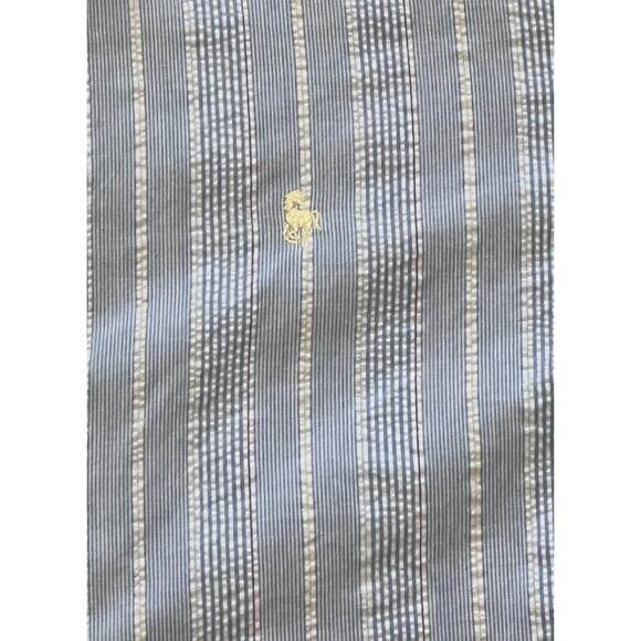 Hunt Club Men's L Blue Seersucker Vertical Stripe Button Down Shirt Short Sleeve - Picture 2 of 6